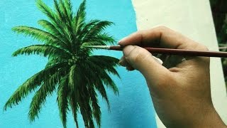 Learn How To Paint Coconut Tree - Instructional Acrylic Painting Lesson by JMLisondra