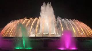 The famous Barcelona fountain show...in the atmosphere of the 80's - Barcelona - Spain