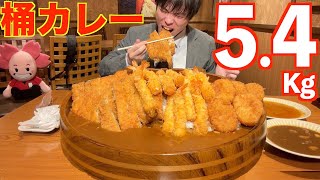 【大食い】揚げ物の量がおかしい桶カレー5.4kgの大食いチャレンジに制限時間40分で挑んだ結果【激熱】【モッパン】大胃王 BigEater Challenge