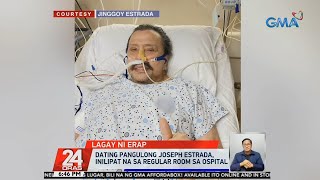 Erap now out of ICU, to be transferred to non-COVID-19 area soon — Jinggoy | 24 Oras