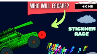 Survival stickmen race:- Run from Monster Truck