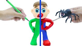 LUKA BABY PLAYS SPIDERMAN COSTUME DRESS UP 💟 Cartoons Play Doh Stop Motion