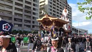 2023年9月17日岸和田だんじり祭り！午後曳行　北町T字交差点　中町　本町　藤井町　中之濱町　春木南町　北町　大手町　沼町　五軒屋町　紙屋町　下野町　堺町