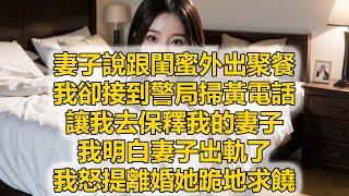 妻子說跟閨蜜外出聚餐，我卻接到警局掃黃電話，讓我去保釋我的妻子，我明白妻子出軌了，我怒提離婚她跪地求饒