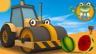 Squashing Fruit with Rick the Road Roller | Cartoons for Children | Gecko's Garage