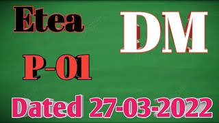 Today DM Paper Dated 27-03-2022 Part-01| DM etea Test Part-01 kpk