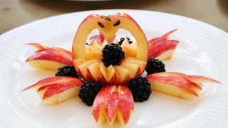 Art In Apple Swan & Apple Flower | Fruit Carving Garnish | Apple Art | Party Garnishing
