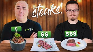 Cooking steaks from $1 to $2500 ft.@JoshuaWeissman