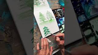 How to paint six easy watercolor Christmas trees for beginners