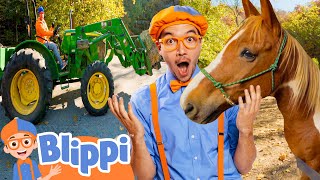 Blippi Learns about Tractors and HORSES! | Farm Animals Friends | Educational Videos For Kids