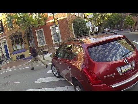 Pedestrian Almost Hit Crossing The Street (PA JLL2842) Pedestrian Almost Hit Crossing The Street (PA JLL2842)
