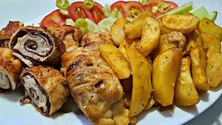 STUFFED CHICKEN - Easy recipe with crispy potatoes.