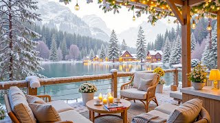 Charming Cabin by the Lake ❄ Cozy Winter Vibes, Soft Jazz Music \u0026 Gentle Snowfall to Relax