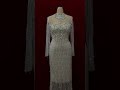 silver gown long sleeve silver dress haute couture dress haute couture gown silver beaded dress