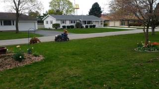 Grandpa Langheim mowing his lawn