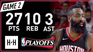 James Harden Full Game 2 Highlights vs Warriors 2018 NBA Playoffs WCF - 27 Pts, 10 Reb, 3 Ast!