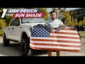 Autoamerics 1-Piece Windshield Sun Shade American Flag USA Patriotic Design Keeps Your Vehicle Cool