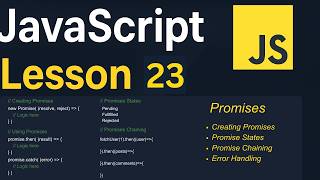 JavaScript Lesson 23 | Promises | Promise Chaining, Promise.all, Promise.race & Error handling
