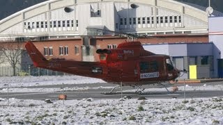 Bell 412HP (OE-XYY) Heli Austria GmbH rescue helicopter takeoff and landing at Innsbruck