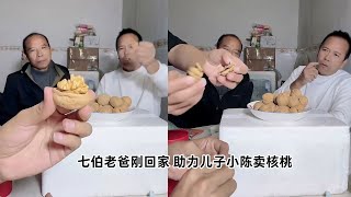 小陈的老挝媳妇儿 七伯老爸刚回家 助力儿子小陈卖核桃