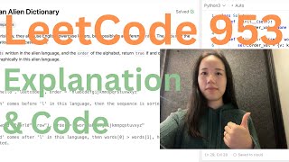 Leetcode 953. Verifying an Alien Dictionary Explanation \u0026 Code