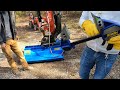 brushcutting a driveway with the excavator flail mower