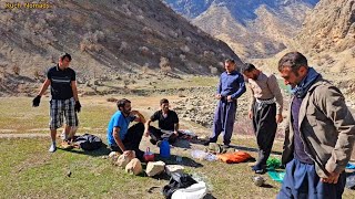 Daily nomadic life, friends playing a local game and returning to the hut