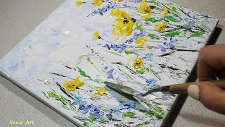 Abstract Acrylic Wildflowers Palette Knife Painting #148