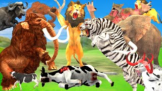 Giant Lion Tiger Fight Elephant Vs Zombie Wolf White Tiger attack Cow Calf Saved
