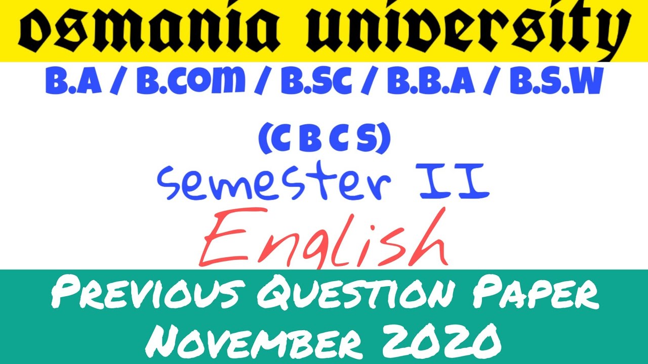 English | Previous Question Paper November 2020 | Degree 2nd Semester ...