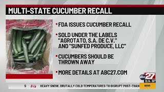 Cucumbers sold in Pennsylvania recalled