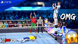 WWE 2K23 - Messi & Cristiano vs. Neymar & Vinicius - Tag Team Championship Match | PS5™ [4K60]