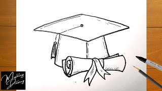 How to Draw a Graduation Cap and Diploma Step by Step