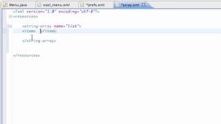 Android Application Development Tutorial 55 Setting up a String array resource YouTube