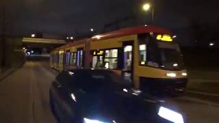 Tramwaje Warszawskie Rondo Żaba Nocą