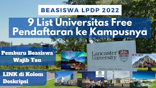 Beasiswa LPDP | 9 Universitas Luar Negeri Free Pendaftaran 2022/2023 | PTUD Lohhhh😍 #beasiswa