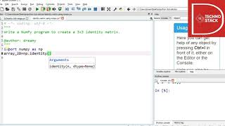 NUMPY Program to create a 3 * 3 identity matrix.
