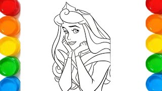 Drawing \u0026 Coloring Disney Princess Aurora form Disney Sleeping Beauty|Step by Step Drawing For Kids