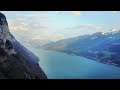 fahrradtour am walensee von beetlis zu den seerenbachfällen. schweizer alpenpanorama mit drone