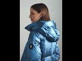 mos mosh metallic down coat padded hooded shiny blue steel women zalando