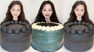 Asmr🍰Eating Black Sesame Mochi Cake🍰 (Soft And Waxy Sound) 크림丨먹방丨Mukbang丨Satisfying丨Eatings