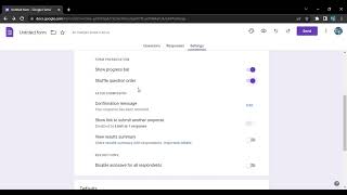 How to change the Presentation Settings in Google Forms