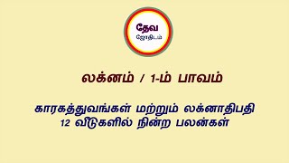 1ம் பாவம் (லக்னம்) காரகத்துவங்கள் மற்றும் லக்னாதிபதி 12 பாவங்களில் நின்ற பலன்கள்