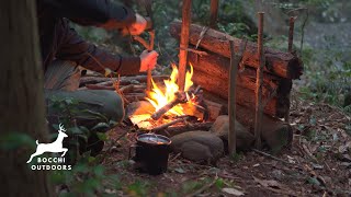 Autumn Solo Camping under Tarp in the Woods after Rain Japan [4K]