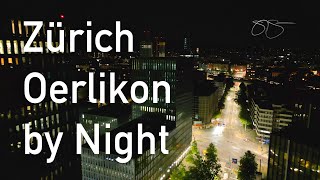 Zurich Oerlikon, Switzerland, Drone Footage 4K 30 fps Night