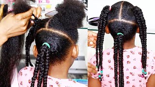 3 PART, 3 JUMBO BRAIDS : CUTE \u0026 SIMPLE HAIRSTYLES FOR KIDS | OMABELLETV