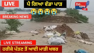 ਪੈ ਗਿਆ ਪਾੜ ਹਰੀਕੇ ਪੱਤਣ ਪਿੰਡ ਸਭਰਾਂ harike pattan news today flood in punjab today