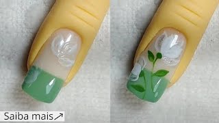 Francesinha verde unhas decoradas de gel