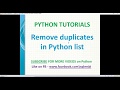 How to remove duplicates in python list | python tutorials | python remove duplicates in array