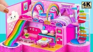 Build Beautiful 2 Story House with 2 Princess Bedroom and Rainbow Water Slide ❤️ DIY Miniature House